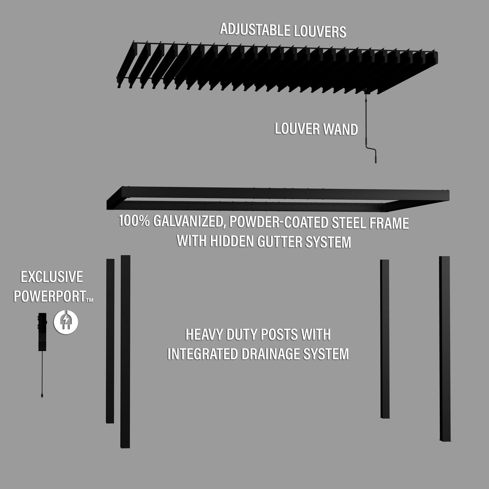 14×10 Sarasota Steel Louvered Pergola - Image 4