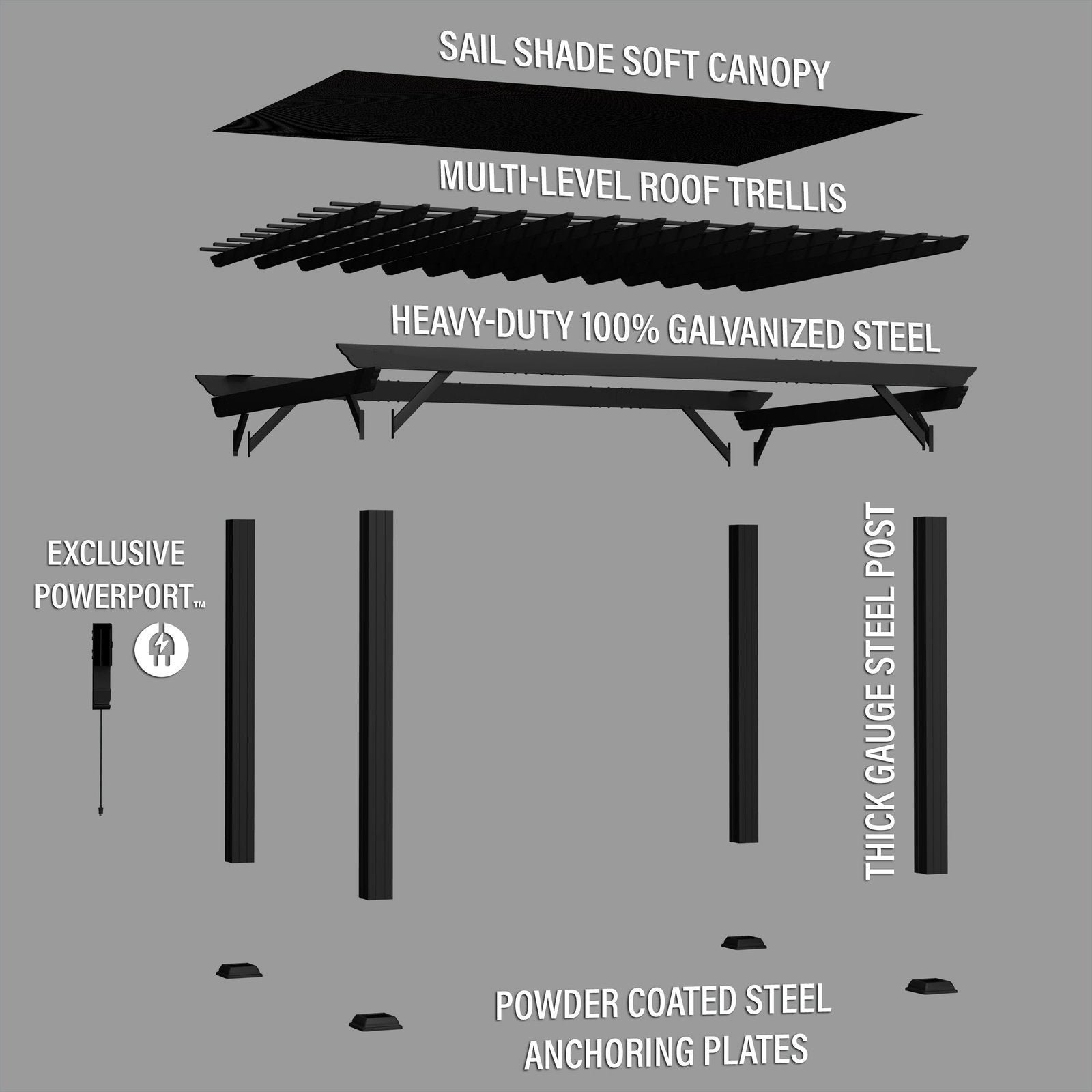 14×10 Stratford Traditional Steel Pergola - Image 5