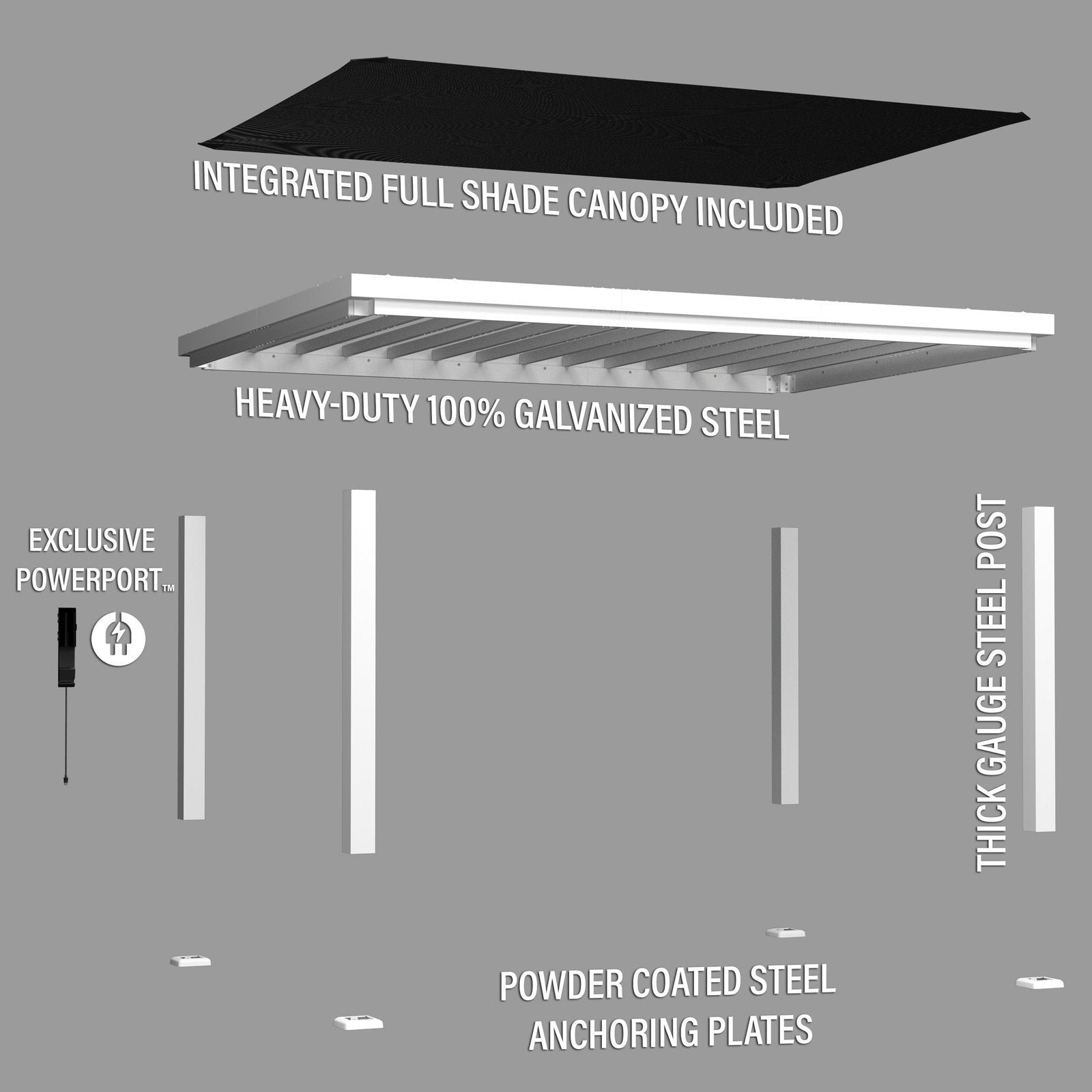 16×12 Windham Modern Steel Pergola - Image 5