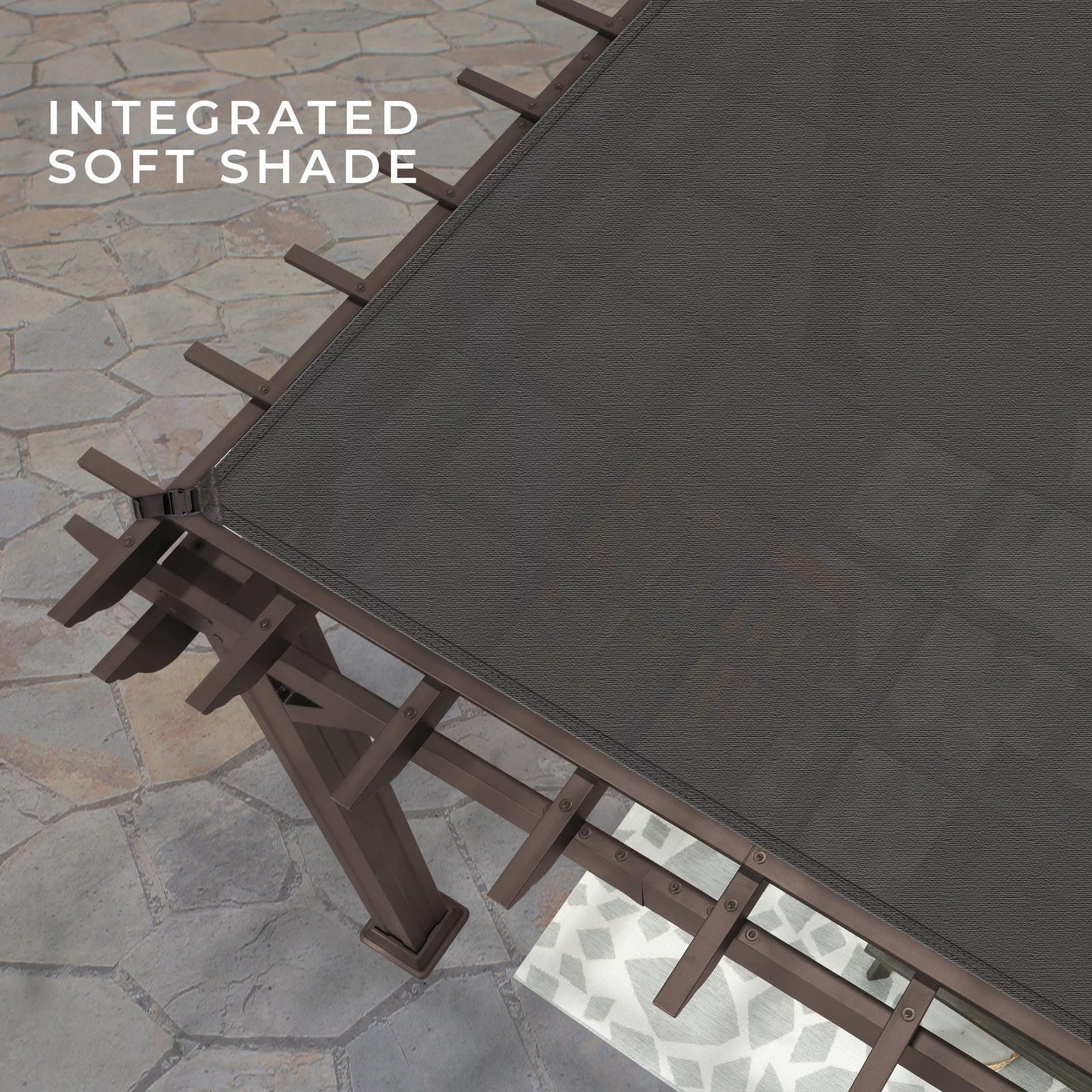 14×10 Ashford Traditional Steel Pergola With Sail Shade Soft Canopy - Image 11