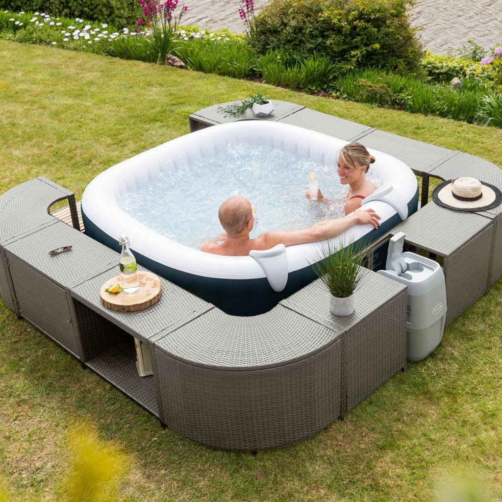 vidaXL Spa Surround Gray Poly Rattan - Image 3