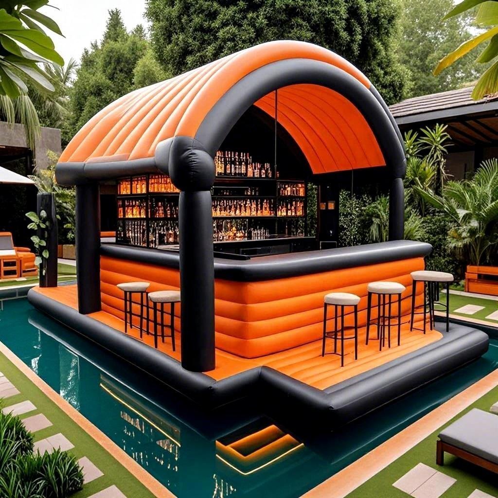 Family Party Backyard Inflatable Pool Bar Water Floating Bar Tent House Combo Swimming Pool Blow up Water Pool Bars For Outdoor yijia - Image 4