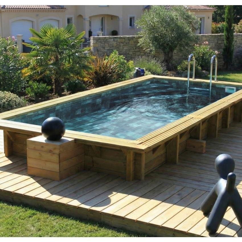 Piscine bois rectangulaire Pierre de Bali 350 x 200 x 71 cm - Image 3