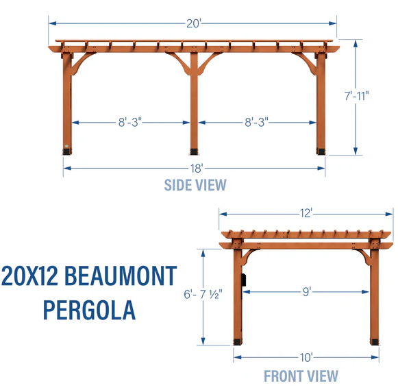 Backyard Discovery Beaumont 20 Ft x 12 Ft Cedar Patio Pergola with Power - Image 5