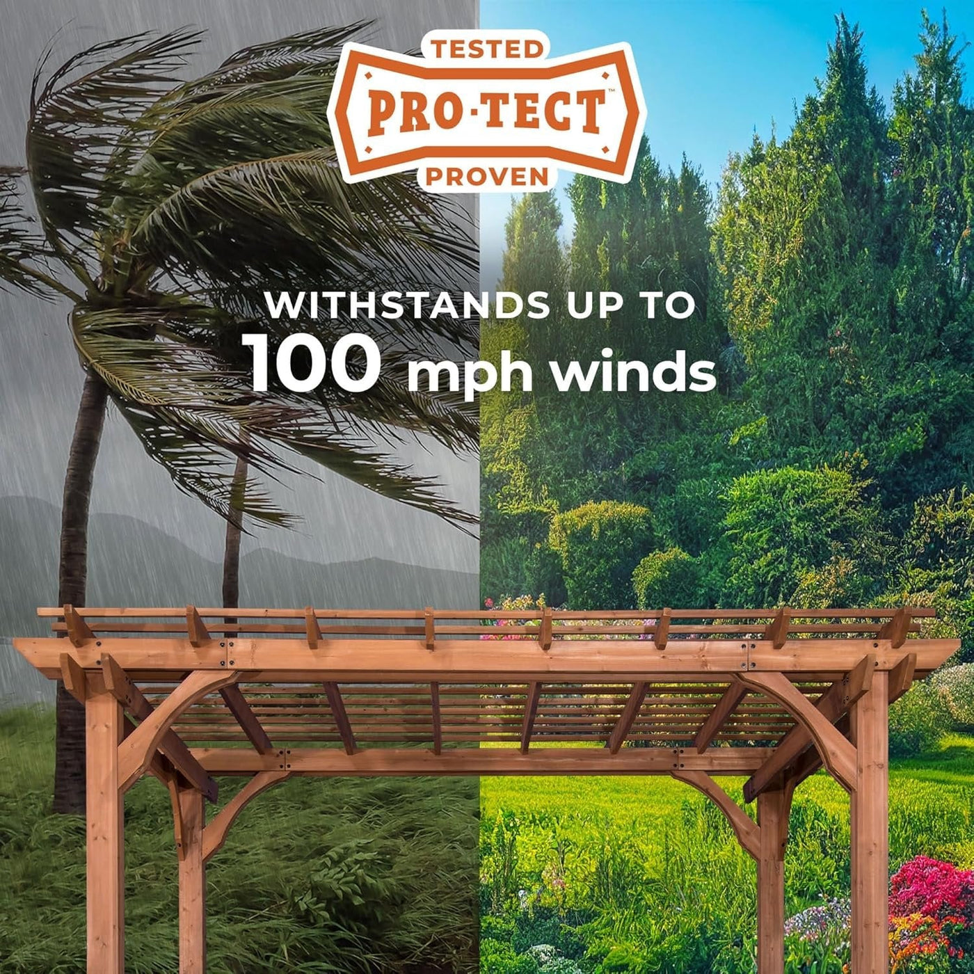 Backyard Discovery 10 Ft x 14 Ft Cedar Wood Outdoor Patio Pergola - Image 4