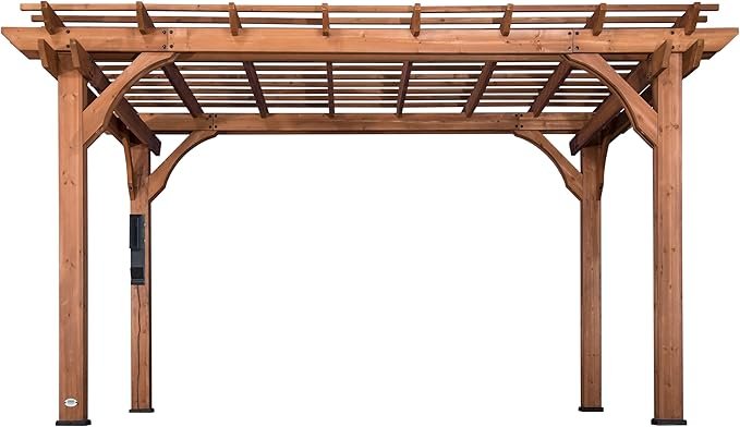 Backyard Discovery 10 Ft x 14 Ft Cedar Wood Outdoor Patio Pergola - Image 7
