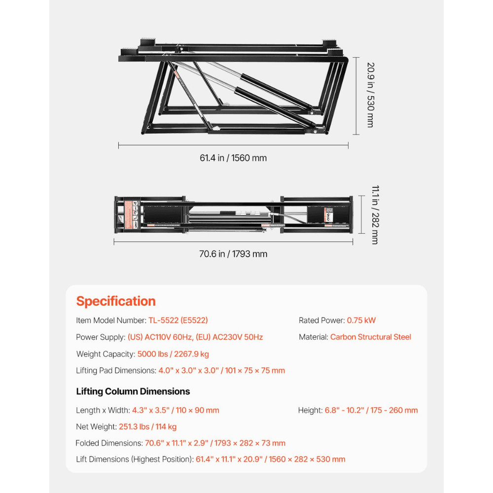 Garage Pro 5000 Lb Adjustable Car Lift with Remote Control Portable - Image 8