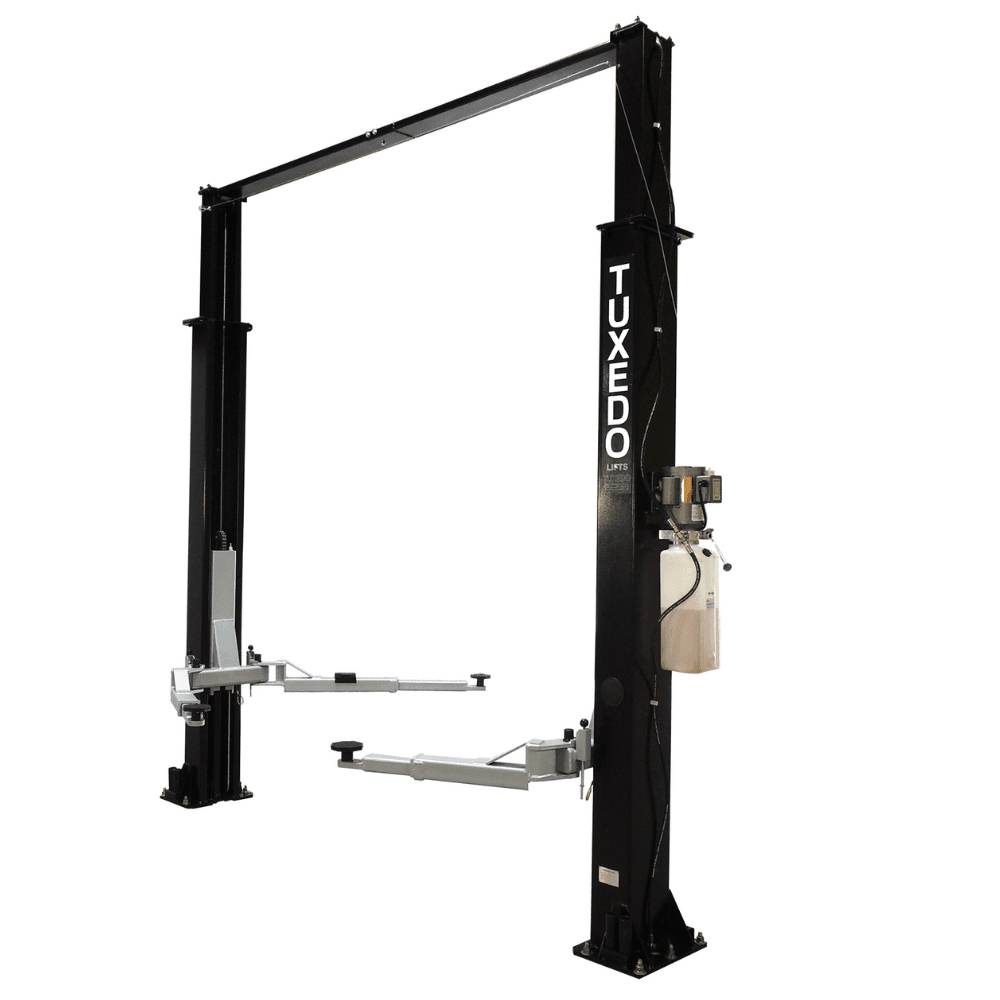 Premium 9000 Lb. Capacity Asymmetric Clear-Floor 2-Post Car Lift in Black - Image 3