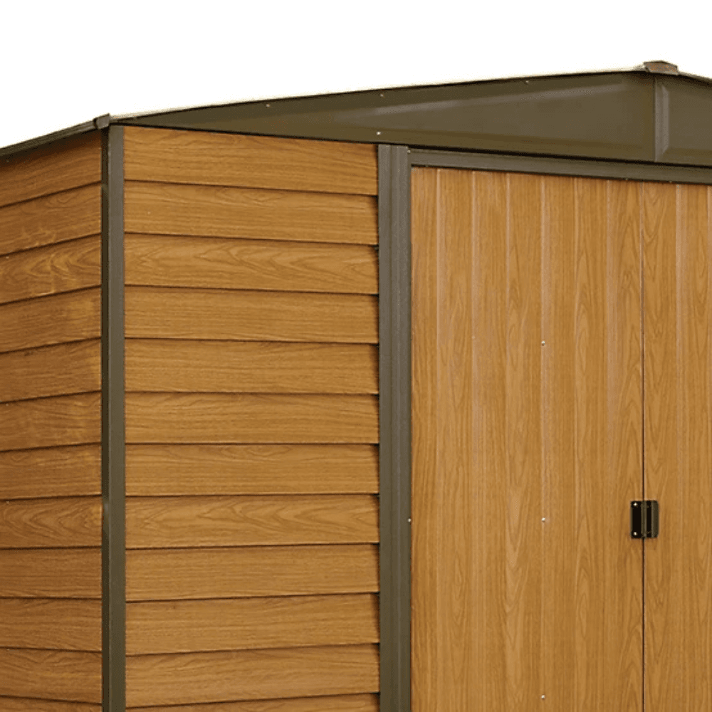 Arrow Woodridge 10' x 8' Galvanized Steel Storage Shed with Woodgrain Finish - Image 5