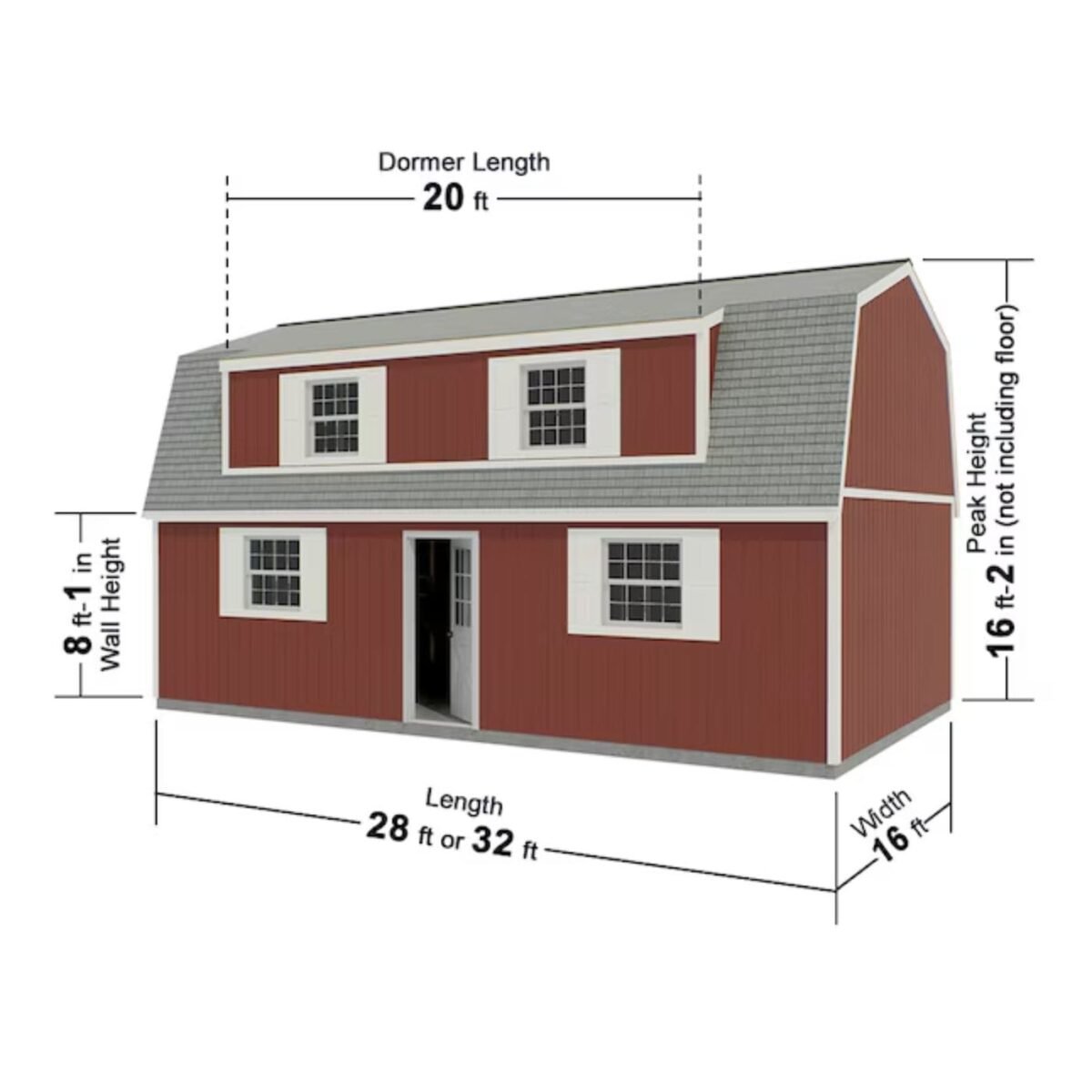 Best Barns Camp Reynolds 16' x 32' Two-Story Gambrel Wood Storage Shed - Image 4