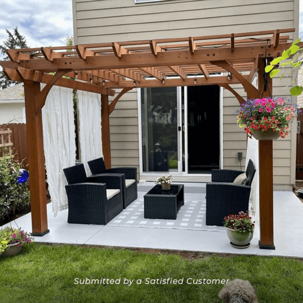 Backyard Discovery 12' x 10' Cedar Wood Pergola Garden Arbor Patio Shade Structure with PowerPort and Anchoring Feet - Image 2