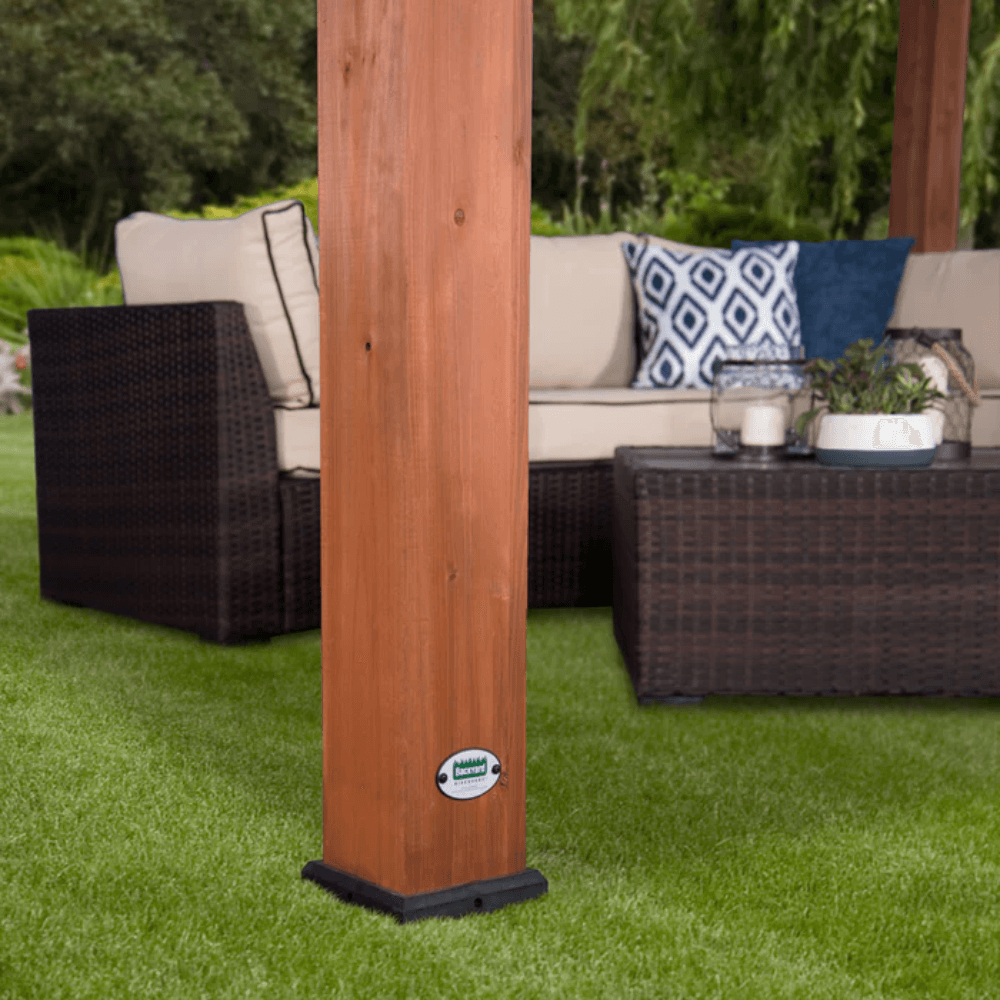Backyard Discovery 12' x 10' Cedar Wood Pergola Garden Arbor Patio Shade Structure with PowerPort and Anchoring Feet - Image 7