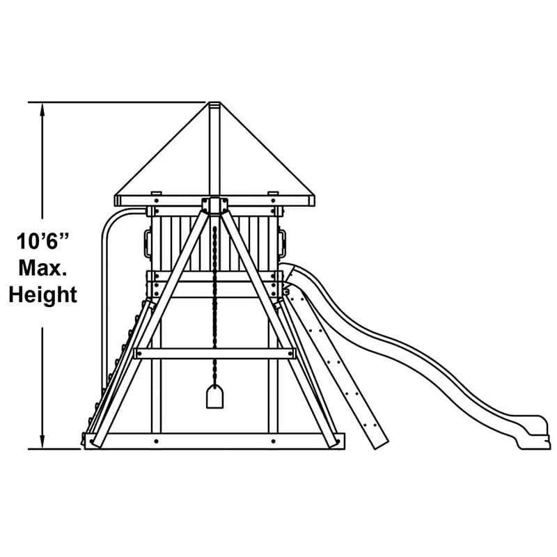 Congo Monkey Playsystem Adventurer Wooden Outdoor Swing Set with Fort Wave Slide and Rock Wall - Image 3