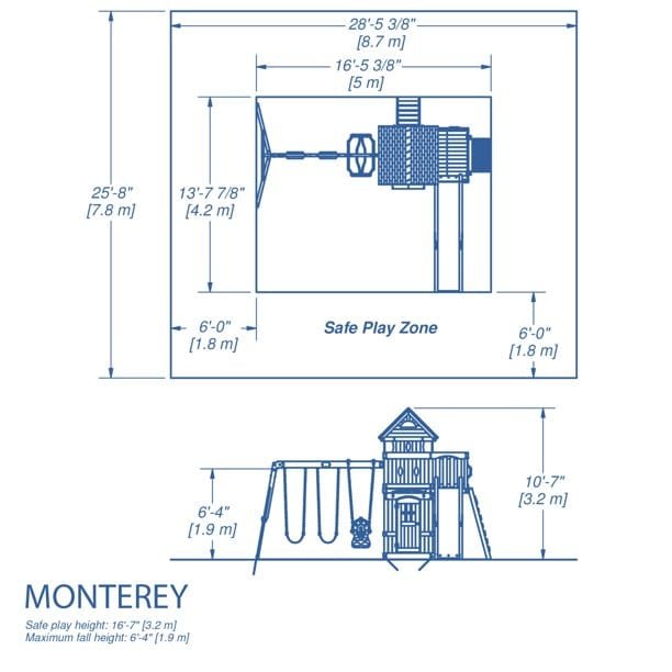 Backyard Discovery Monterey Cedar Wood Playset Swing Set with Double Story Clubhouse Wave Slide and Glider Swing - Image 5