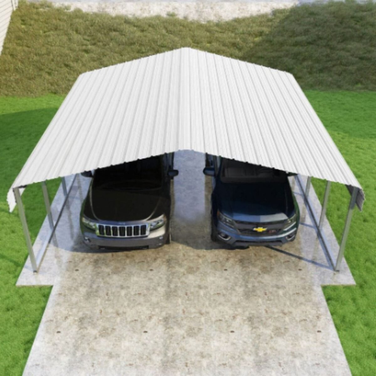 VersaTube Classic 20' x 20' x 7' Steel Carport DIY Kit Metal Roof Vehicle Shelter with Slip-Fit Frame - Image 2