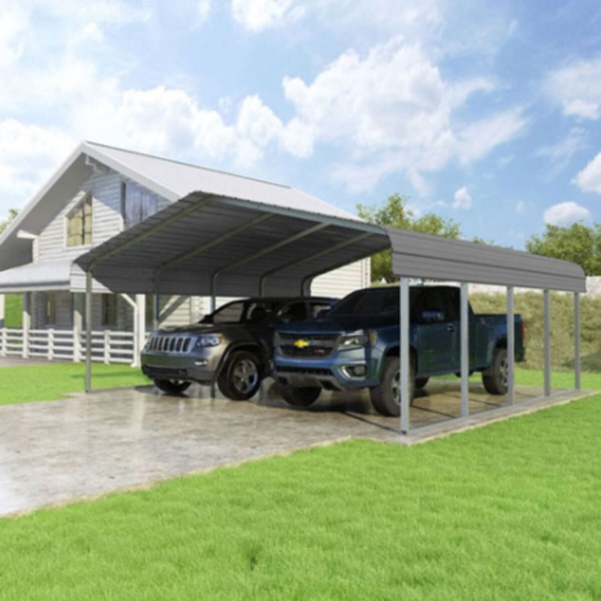 VersaTube Classic 20' x 20' x 7' Steel Carport DIY Kit Metal Roof Vehicle Shelter with Slip-Fit Frame - Image 4