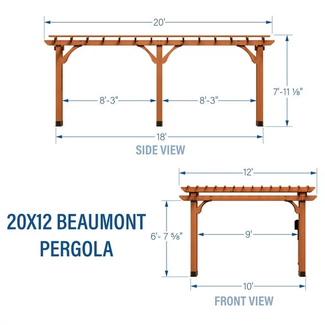 Backyard Discovery Beaumont 20' x 12' Cedar Wood Pergola with PowerPort and Wind-Tested Frame - Image 5