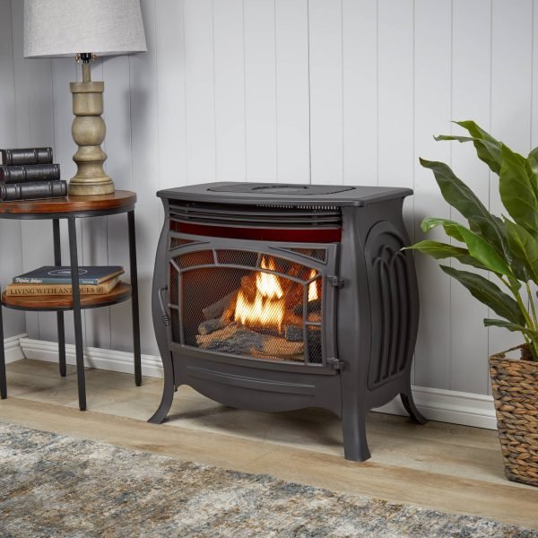 Duluth Forge FDSR25 26,000 BTU Matte Black Dual Fuel Ventless Gas Stove - Image 8