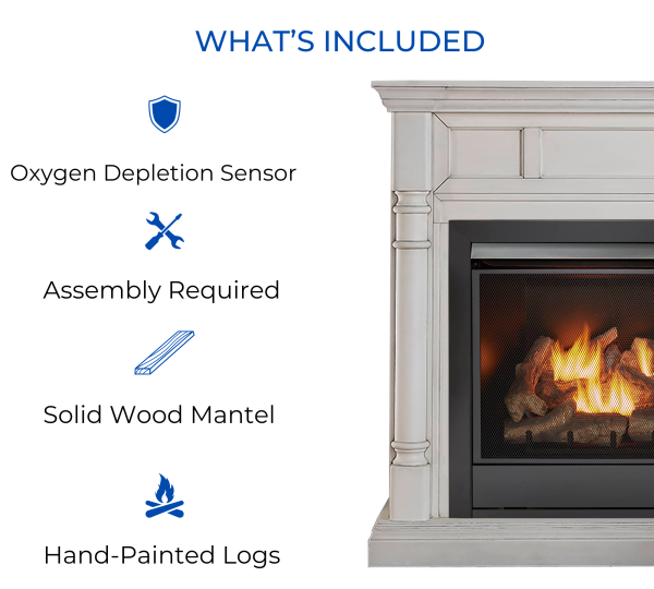 Duluth Forge 32,000 BTU Dual Fuel Ventless Gas Fireplace in Antique White - Image 5
