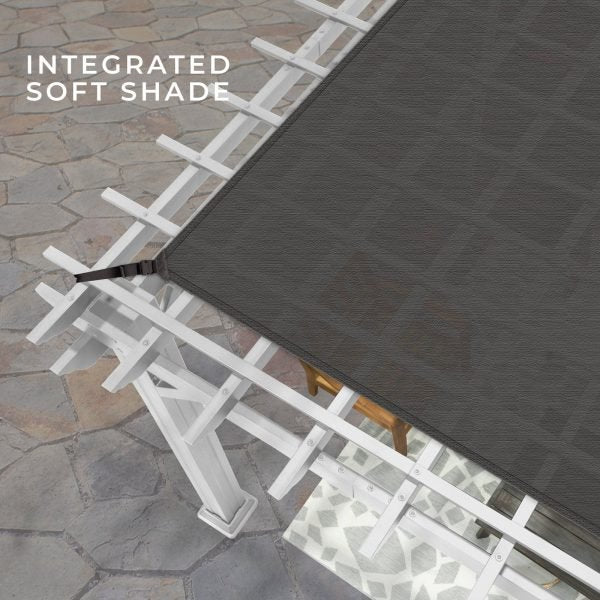 Backyard Discovery Hawthorne 14' x 12' White Steel Pergola with Soft Canopy - Image 7
