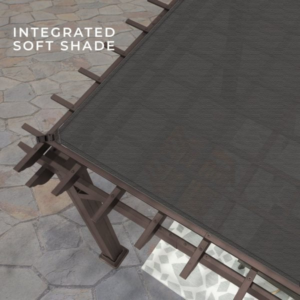 Backyard Discovery Ashford 14' x 12' Brown Steel Pergola with Soft Canopy - Image 7
