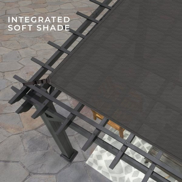 Backyard Discovery Stratford 14' x 10' Black Steel Pergola with Soft Canopy - Image 8
