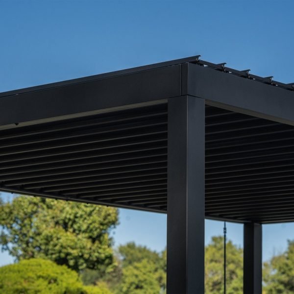 Backyard Discovery Sarasota 14' x 10' Black Steel Louvered Pergola - Image 6