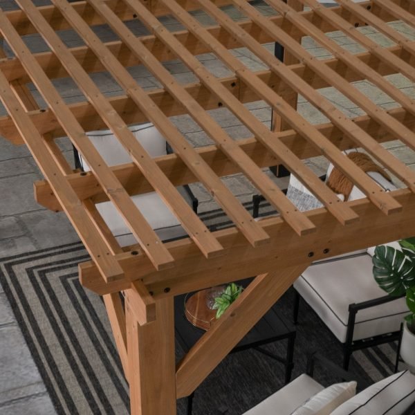 Backyard Discovery Delray 14' x 10' Cedar Wood Outdoor Patio Pergola - Image 7