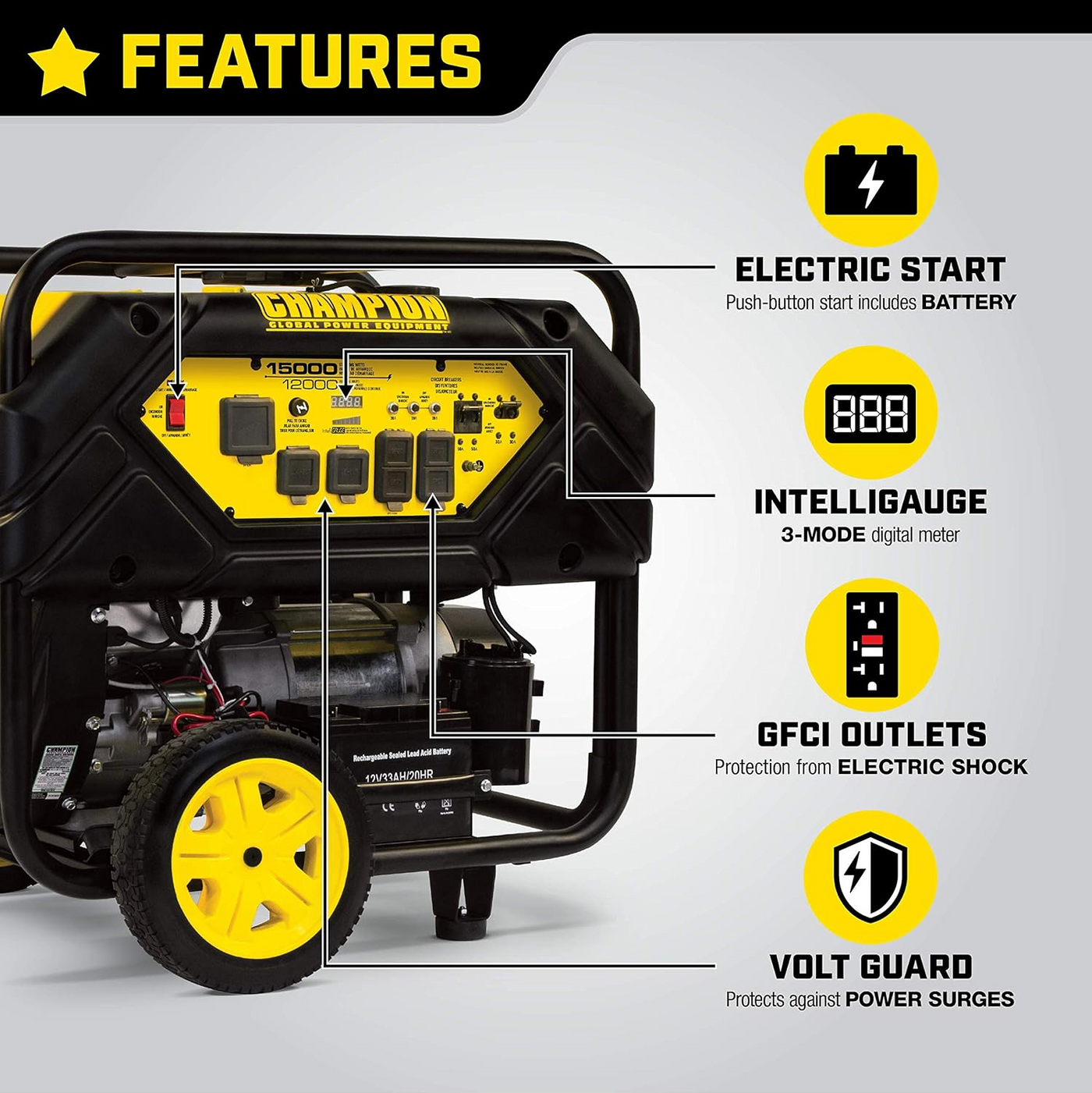 Champion Power Equipment 12000-Watt Portable Generator with Electric Start and Lift Hook - Image 3